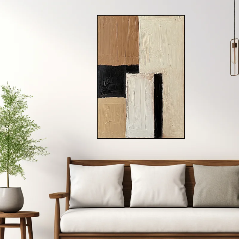 Modern Abstract Color Block Pure Hand-Painted Oil Painting Home Decoration Living Room Bedroom Hanging Painting Wall Decoration