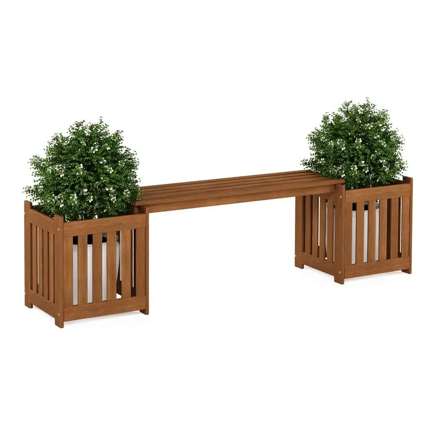 

FG19455 Tioman Hardwood Outdoor Lifestyle Flowerbox with Bench, Natural