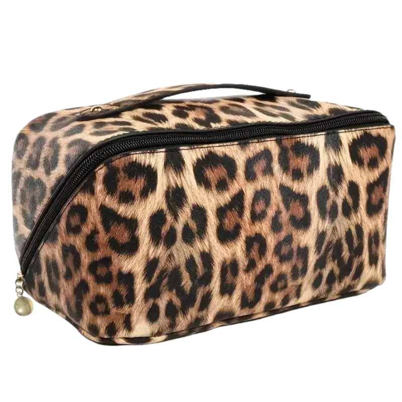 PU Leopard Print Pillow Makeup Bag Large Capacity Cosmetic Storage Bag Portable Travel Toiletry Bag