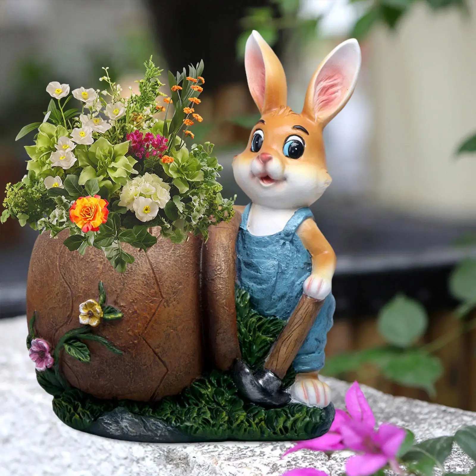 

Whimsical Rabbit Statue Planter Pot Creative Flowerpot Resin Animal for Garden Patio Easter Decoration