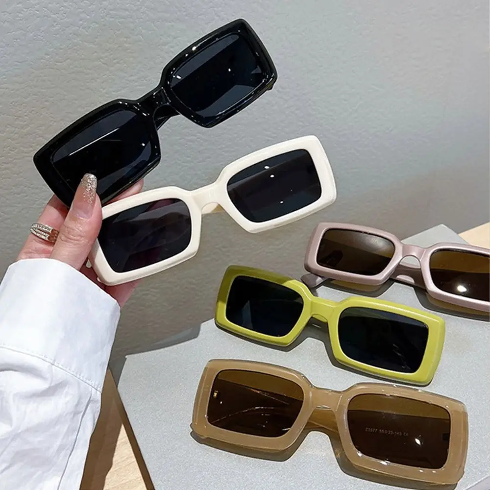 Vintage Candy Color Rectangle Sunglasses UV400 Protection Full Framework Eyeglasses Square Sunglasses for Men & Women