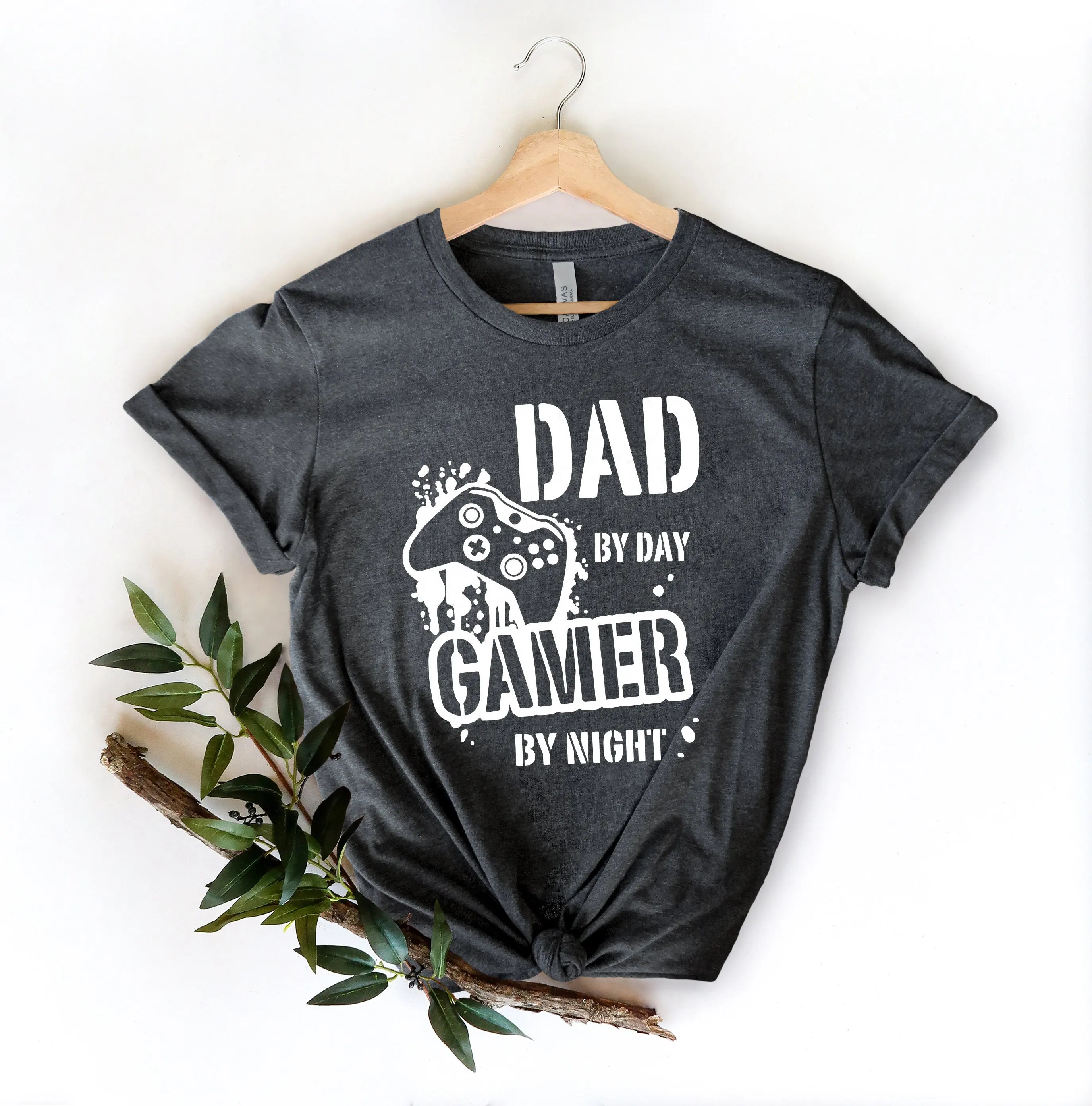 Dad By Day Gamer Night T Shirt Level Unlocked Retro Gaming Father'S Funny Daddy