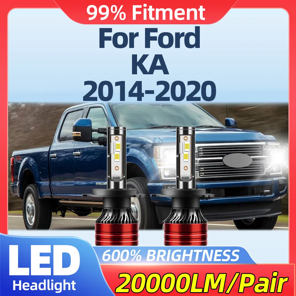 20000LM Turbo LED Headlight Bulbs 120W Car Lights 12V 6000K White Plug And Play For Ford KA 2014 2015 2016 2017 2018 2019 2020