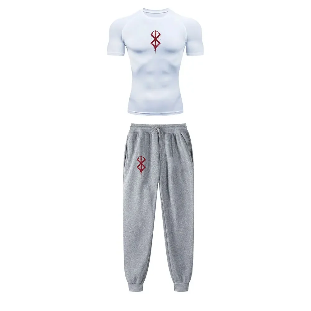 Ensemble de compression Anime Berserk Guts Print pour hommes, performance dean M, entraînement athlétique, chemises à séchage rapide, pantalons de survêtement, vêtements de sport unisexes