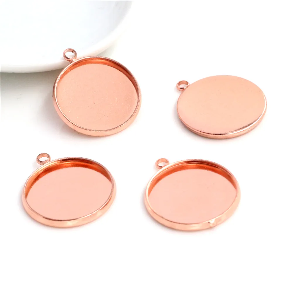 20pcs 20mm 내부 크기 6 색 도금 클래식 스타일 철 금속 카보 숑 자료 부적 펜던트