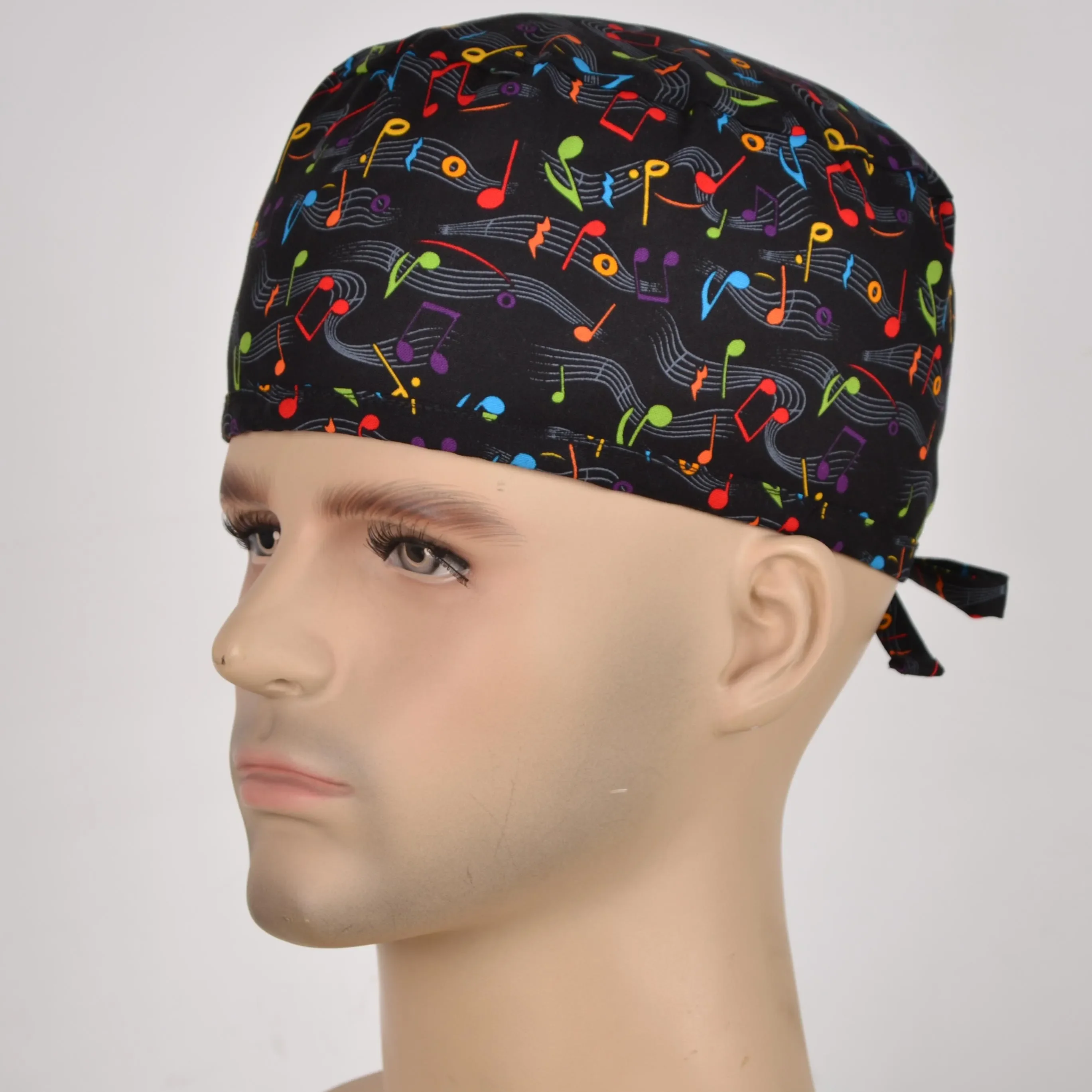 Hennar Men print scrub cap in 100% with tie back band for most of the men head