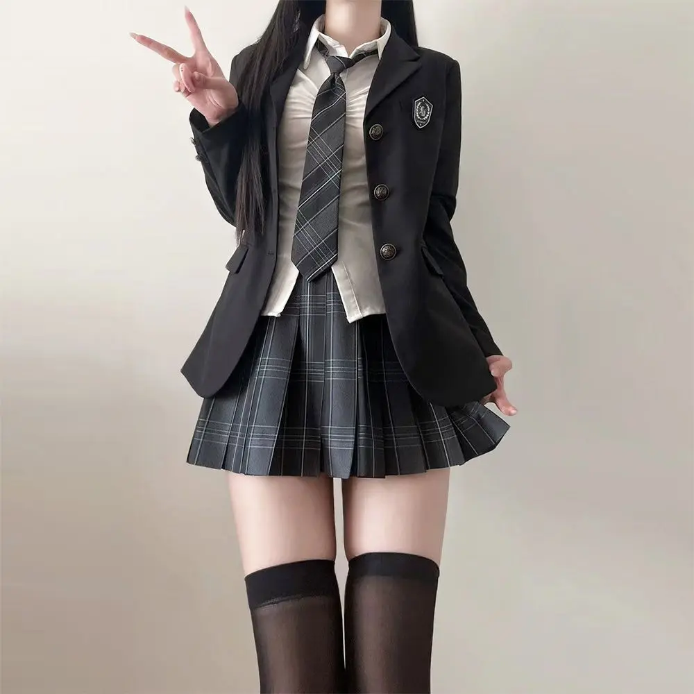 

JK Uniform Suit Plaid Skirt Suit Slim Girl Pure Desire Pink Summer School Sister Battle Robe Tight School Uniform