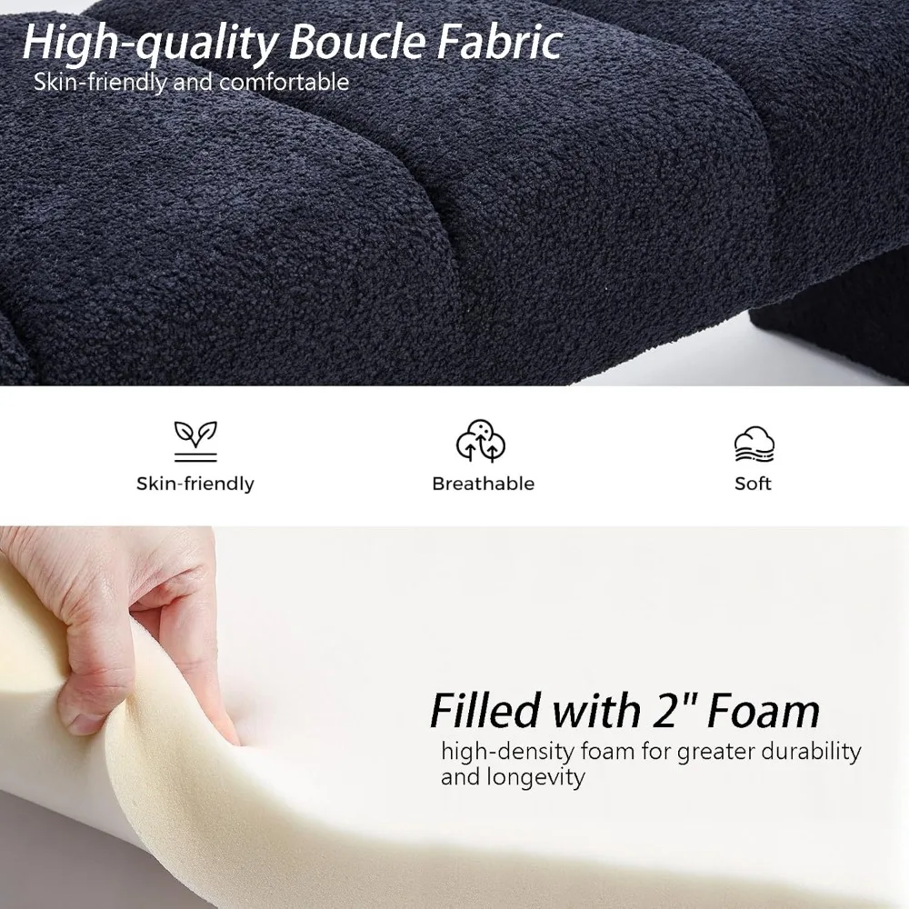 Boucle نهاية مقعد السرير منجد الحديثة 54 "قناة مقعد غرفة النوم معنقدة نافذة مقعد مريح طويل عثماني #6