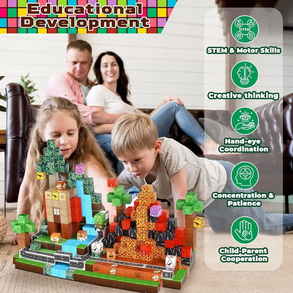 STEM Learning magnetische Bausteine – 100-teiliges Set für Kinder im Alter von 3–10 Jahren, ideales Geschenk für Jungen und Mädchen