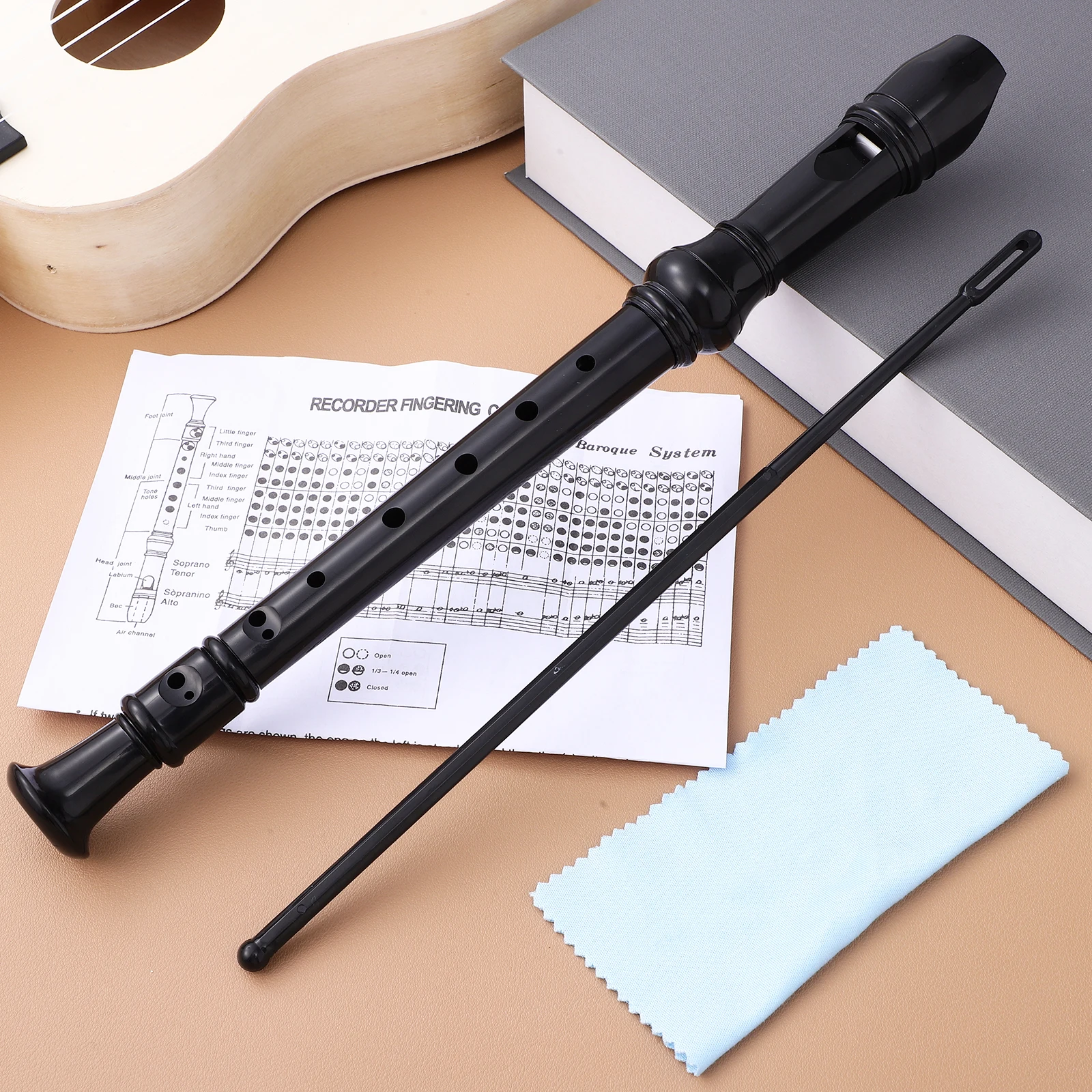 

8 Holes Recorder Set Black Clarinet Teens Instruments Cleaning Rod Kids Musical Flute Soprano 8 Hole Flute Instrument For
