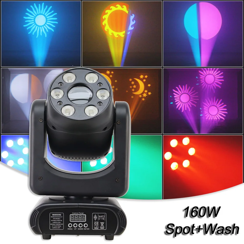 yuer led spot com rgbw wash strobe effect moving head gobo party iluminacao palco para dj disco night club bar lampada de natal 160w 01