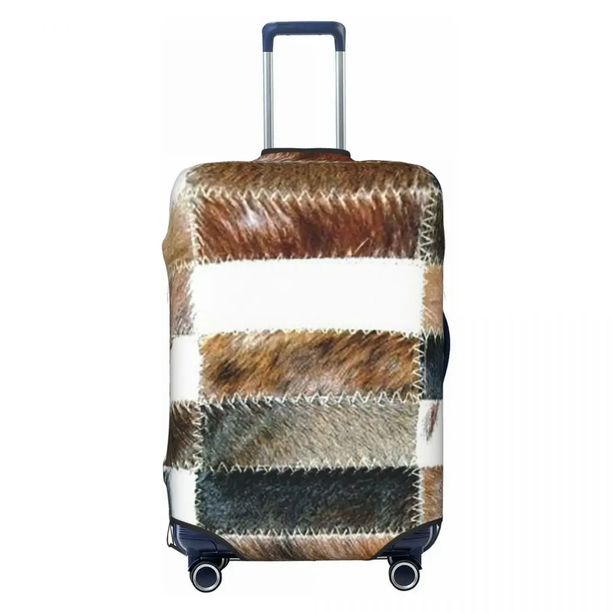 Custom Cowhide Patchwork Texture Luggage Cover Funny Animal Fur Leather Suitcase Protector Covers Suit For 18-32 inch