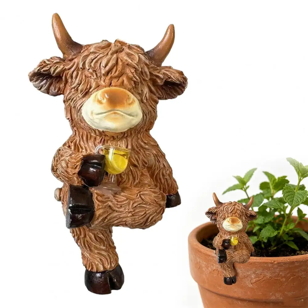 

Highland Cow Plant Pot Funny Resin Cow Flower Pot Decoration Cute Animal Ornament for Indoor Outdoor Patio Balcony Decor