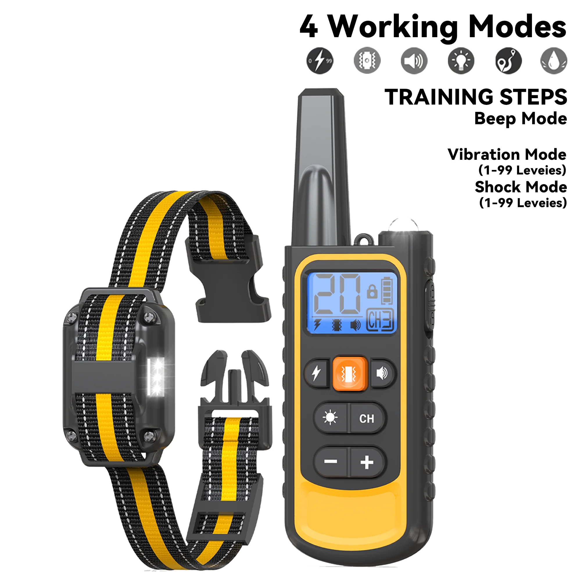 

Dog Shock Collar with Remote IPX7 Waterproof 2600ft Dog Training Collar with LED Light Beep Vibration Certified for All Size