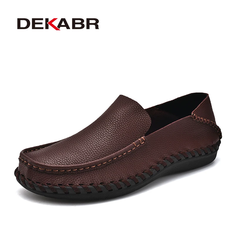 

DEKABR Luxury Genuine Leather Slip On Fashion Breathable Soft Comfortable Flats Men Casual Shoes Handmade Loafer Driving Shoes