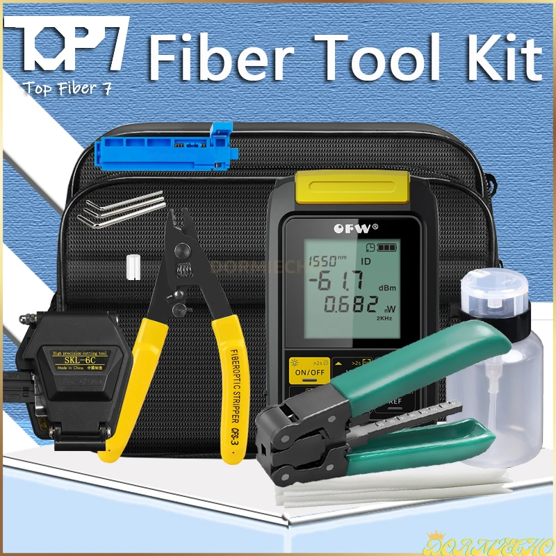 Fiber Optic Tool Kit With SKL-6C Fiber Cleaver -70+10dBm 3 In 1 Mini Optical Power Meter 1MW Visual Fault Locator