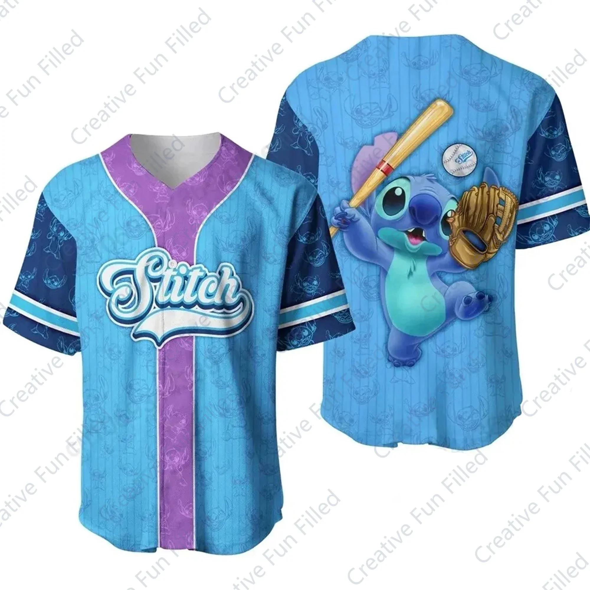 2024 Disney New Summer Vintage Stitch Angel Disney Jersey Shirt Stitch Gift for Sport Oversized Baseball Jersey Special Edition