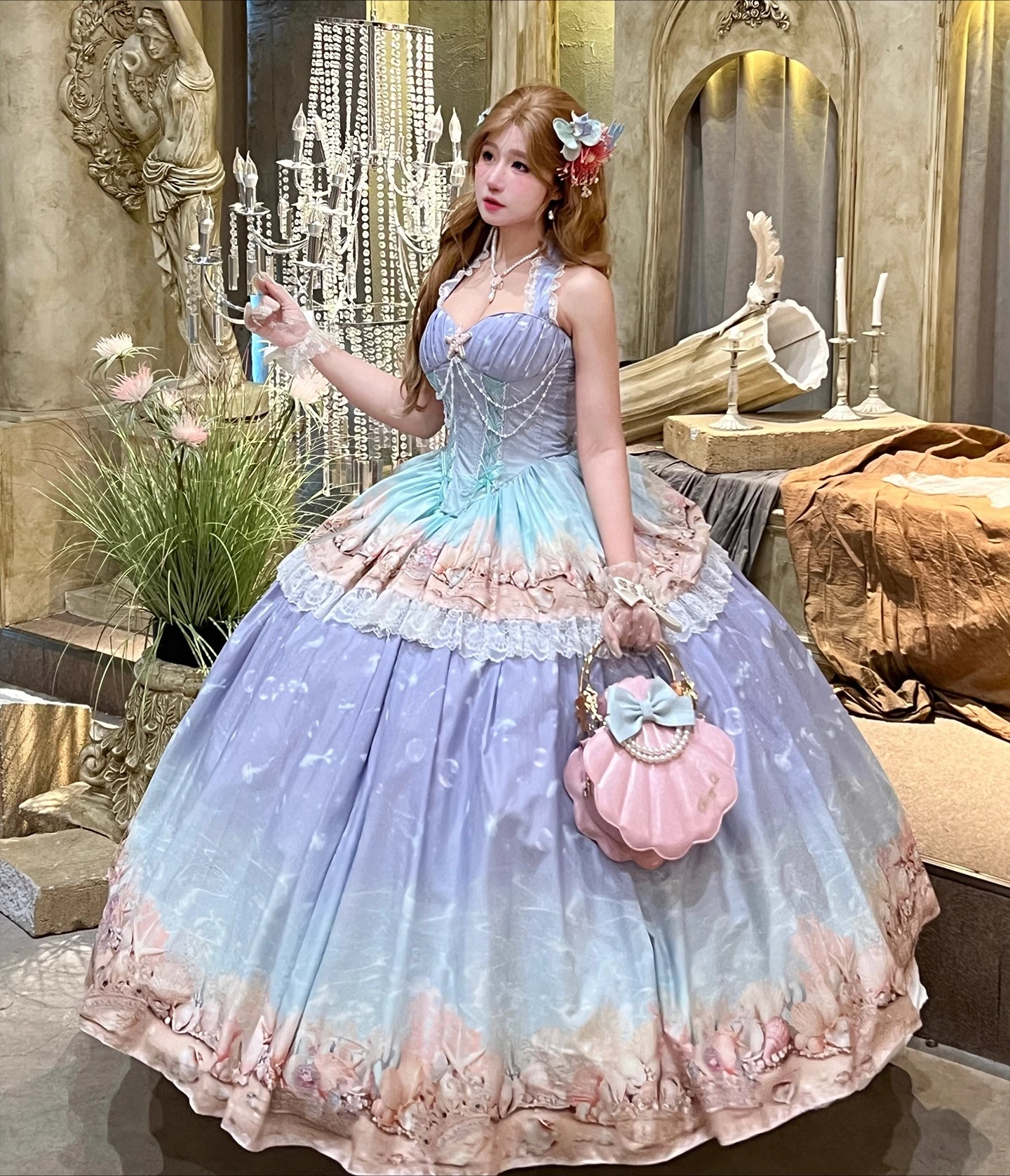 فساتين سهرة فرنسية رومانسية للسيدات 2025 فستان نسائي جديد عالي الخصر للتخسيس رائع أنيق عاري الكتفين فستان طويل على شكل كرة #5