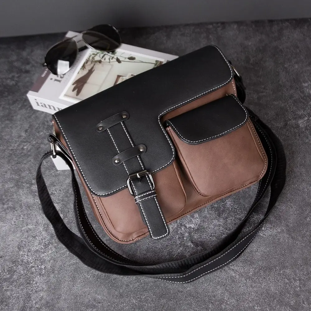 Heren Schoudertas Pu Lederen Business Messenger Bag Voor Man 2022 Nieuwe Vintage Kleine Mannelijke Crossbody Tassen Designer Handtassen