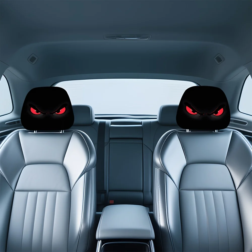 2 fundas para reposacabezas de asiento de coche con diseño de ojo de diablo rojo. Apto para Varios Modelos de Automóviles, Cómodo y Ajustable