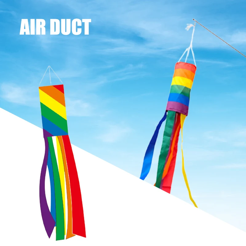 100cm Rainbow Windsock  Flag Outdoor Courtyard Screen Printing Flag Wind Vane Durable And Interesting Outdoor Decoration