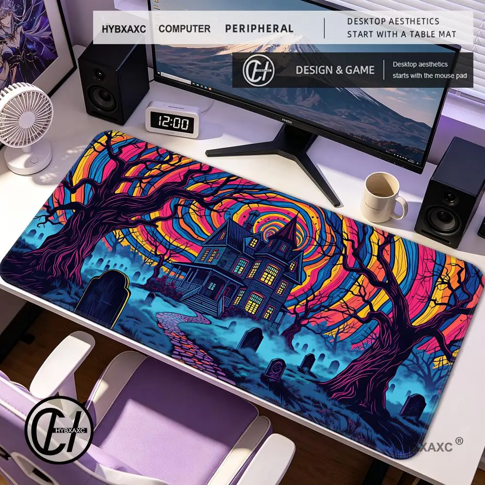 

HYBXAXC Anime Sakura Crescent Moon Large Gaming Mouse Pad Non-Slip Rubber Desk Mat for PC Laptop Home Decor