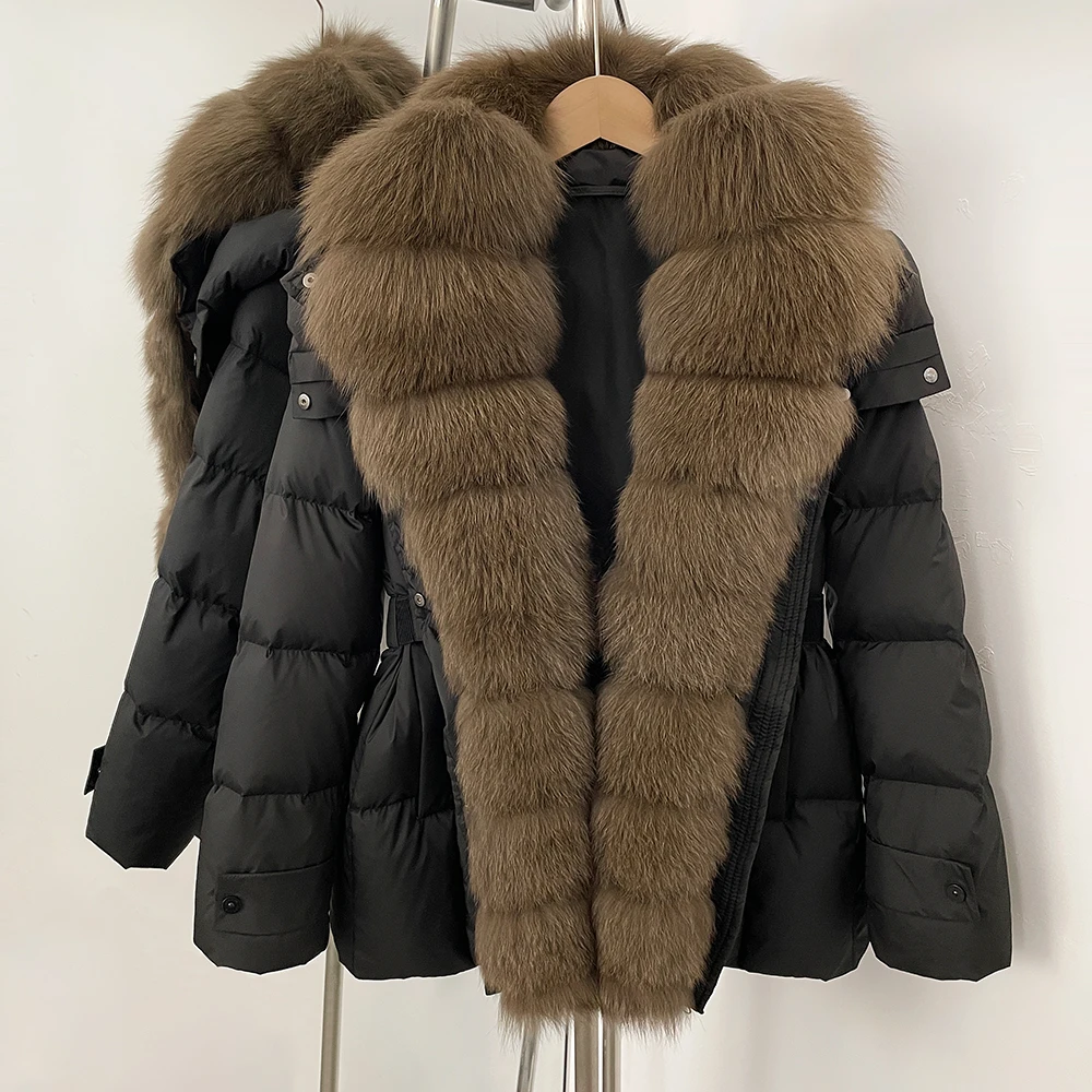 Chaquetas de invierno para mujer, chaqueta de entretiempo para mujer, Parka con piel Natural, abrigo de invierno para mujer, 2025 esperando al calor