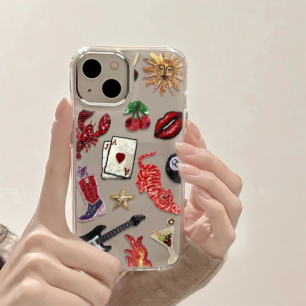 Planet Sun Cocktail Print Phone Case For iPhone 16 15 14 13 12 11 X XR XS SE2 SE 8 7 Plus Pro Max 16E Transparent TPU Cover