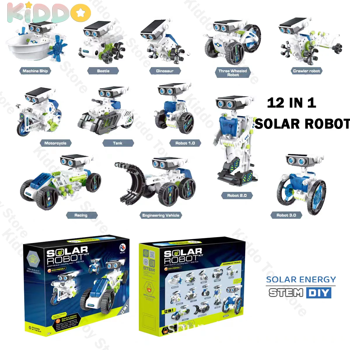 

12 IN 1 STEM Solar Robot Kit Science Experiment Toy Boy Girl DIY Building Kids Building Electric Solar Robots Toys Birthday Gift