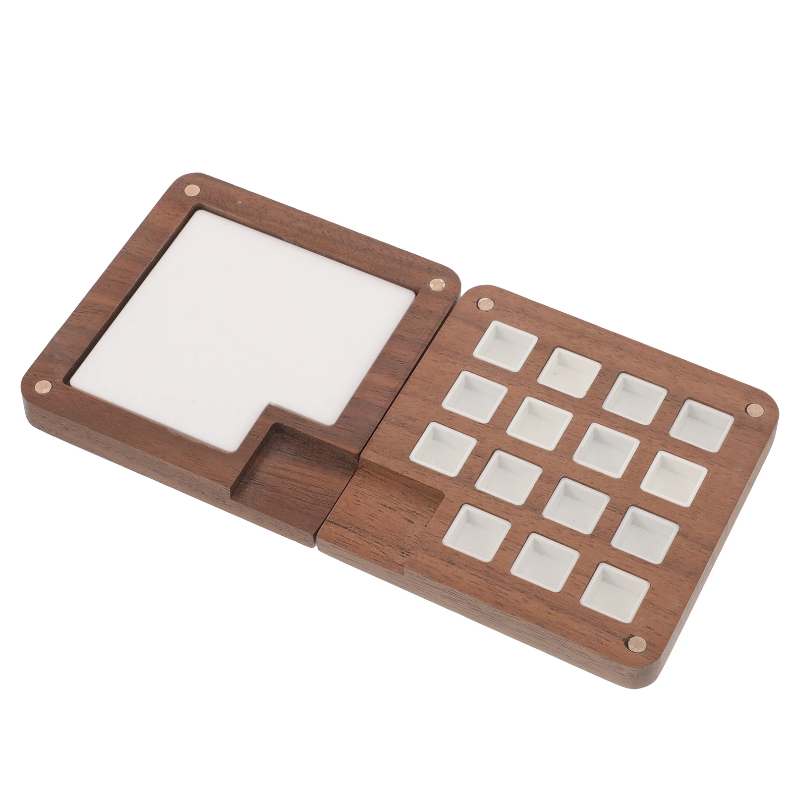 

Wooden Watercolor Palette Empty 15 White Grids No Clips Durable Portable Kids Travel Paint Box Pigment Case Supplies
