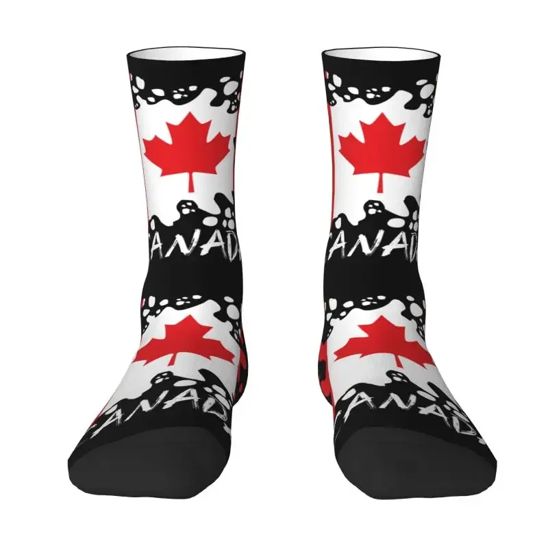 Homens e mulheres da bandeira canadense Splat Crew Socks, elástico, retro, impressão divertida, verão, outono, inverno, Y2K