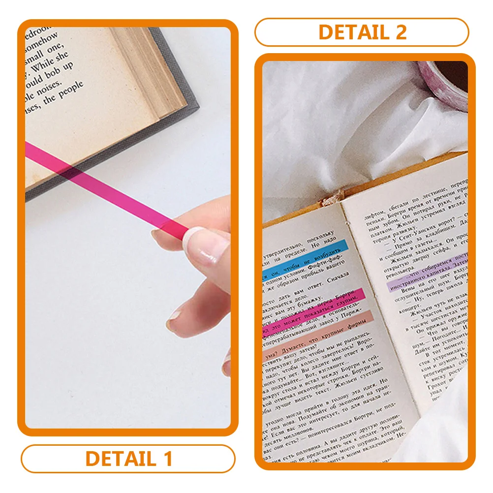 

5 Sets Translucent Book Annotation Tabs Highlighter Tape Fluorescent Bookmarks Colored Adhesive Reading Markers Safe