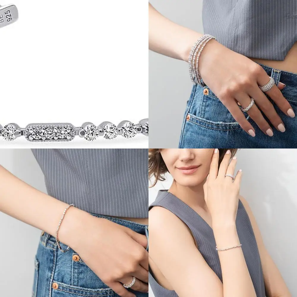 

Винтажный браслет-цепочка из стерлингового серебра в стиле ар-деко с кубическим цирконием для женщин, родиевое покрытие