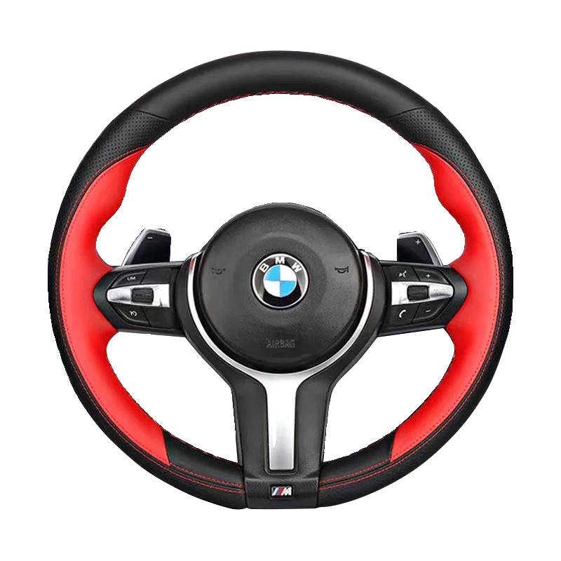 

For BMW M Sport F06 F10 F15 F16 F20 F21 F25 F30 F32gt F80 F82 X1 X3 x5 hand stitched Genuine Leather Car Steering Wheel Cover