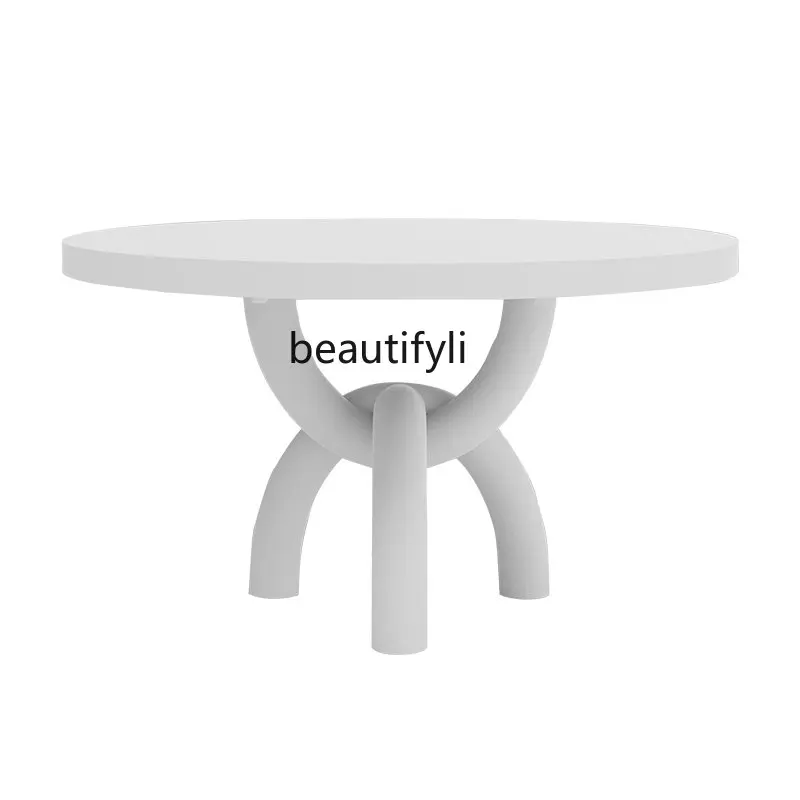 zq Nordic Modern Paint Dining Table Creative round Occasional Table Conference Table Restaurant Dining Table