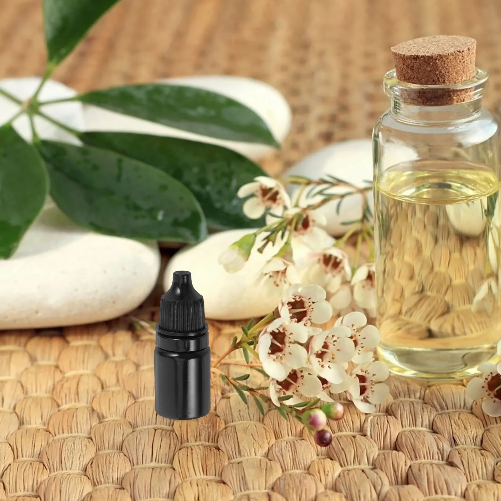 

50Pcs Black Opaque Dropper Bottles for Eye Drops Small Refillable Plastic Containers Travel Liquid Medicine Storage