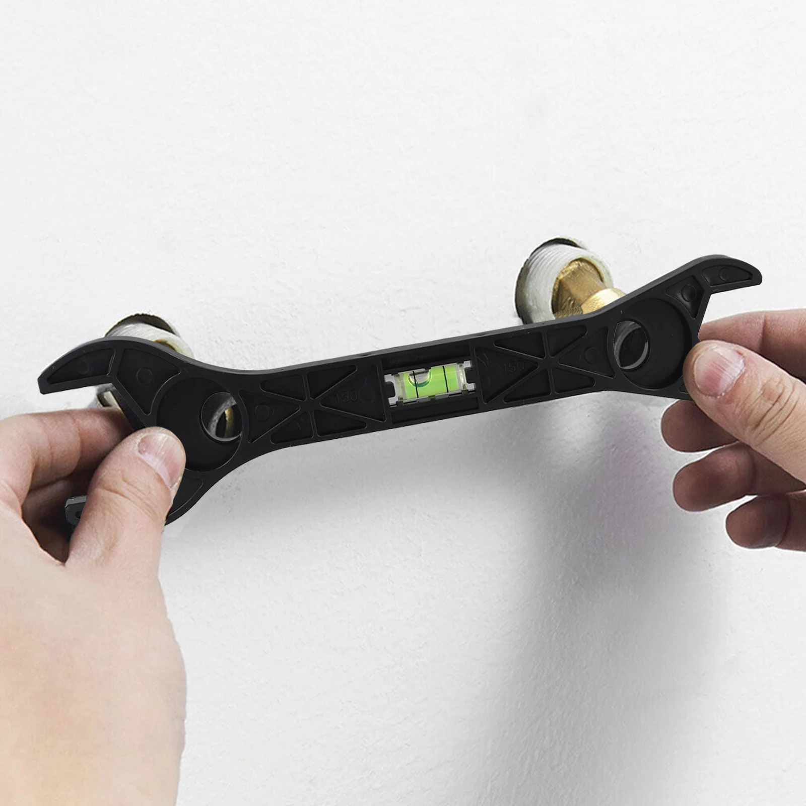 مفتاح دش مزدوج الرأس متعدد الوظائف مصنوع من البلاستيك عالي الكثافة مفتاح حمام خفيف الوزن لأدوات السباكة صنبور المنزلية