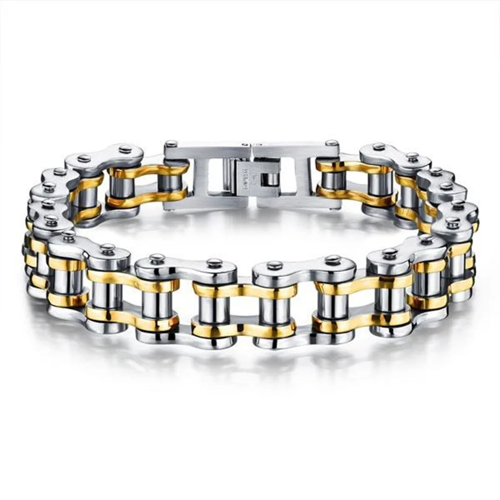 Titanium Steel Biker Mens Bracelet Link Chain Motorcycle Bike Chain Bracelets Jewelry biker bracelet titanium steel bracelet