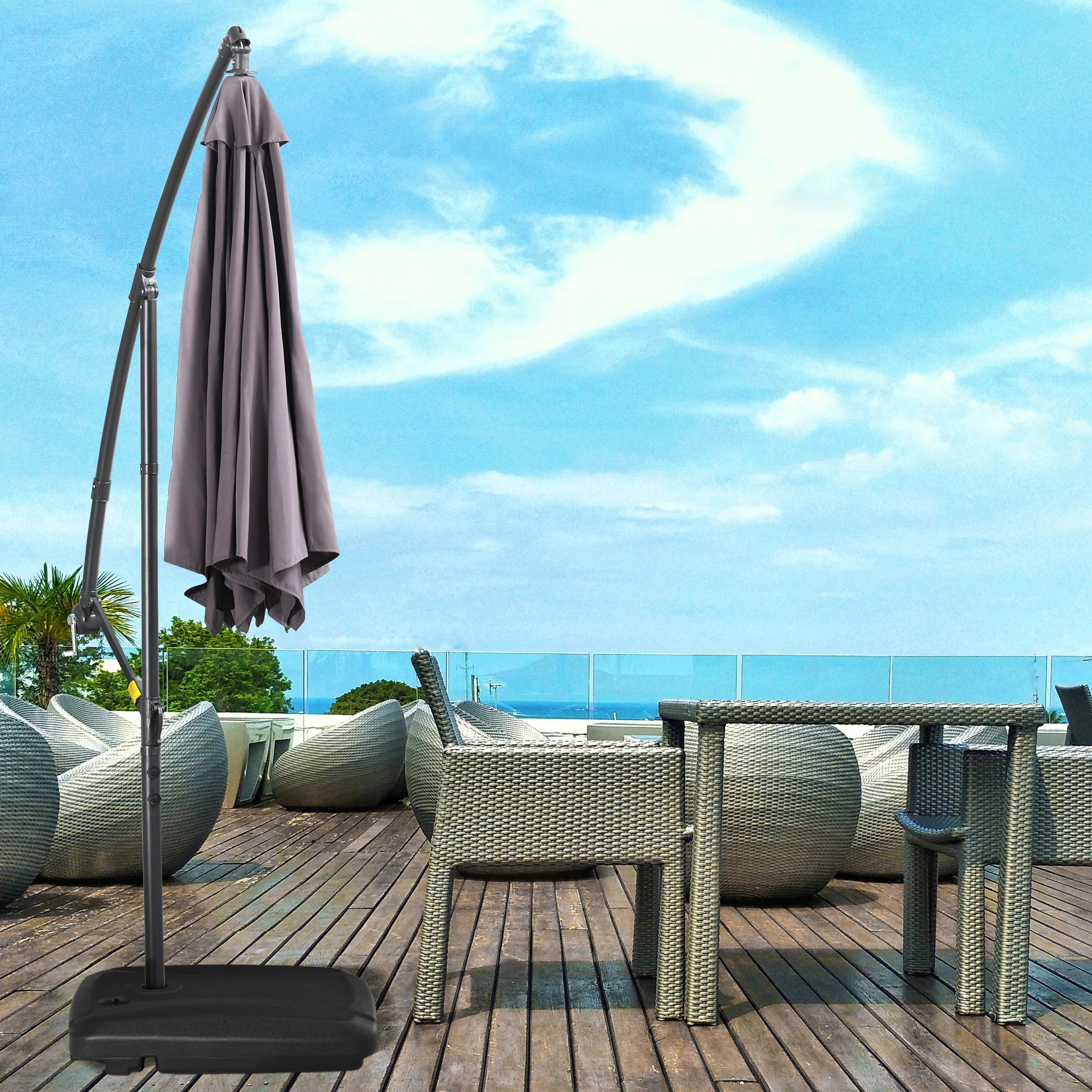 Outdoor Furniture Umbrella - Kanatlı Şemsiye Tabanı, Tekerlekli, Su ve