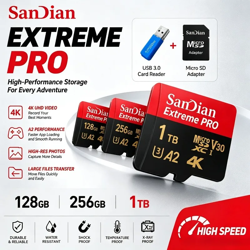 Fast Transfer Memory Card Class 10, High-Speed Storage Micro TF and SD Cards, compatible with MP3 Player, Camera and Phones.