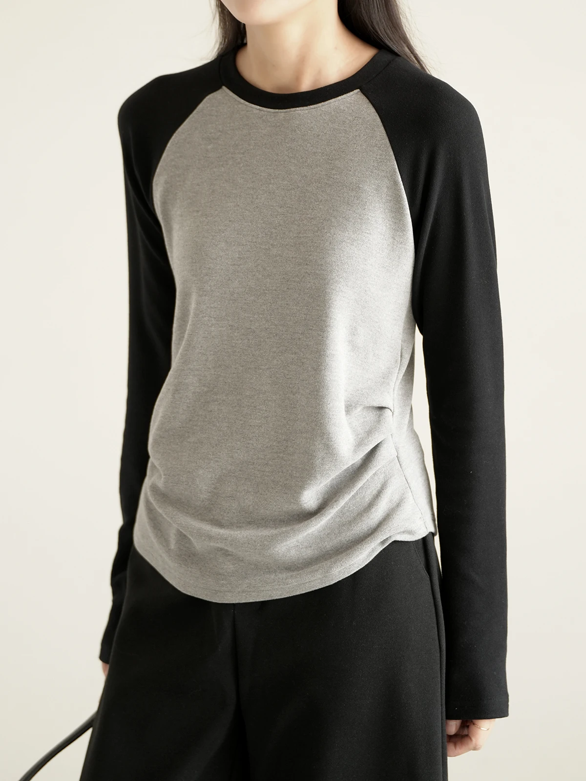 

Двусторонняя флисовая футболка с длинным рукавом и круглым вырезом, теплая базовая футболка с вставками на плечах, утягивающая талию, осенне-зимняя, женская.