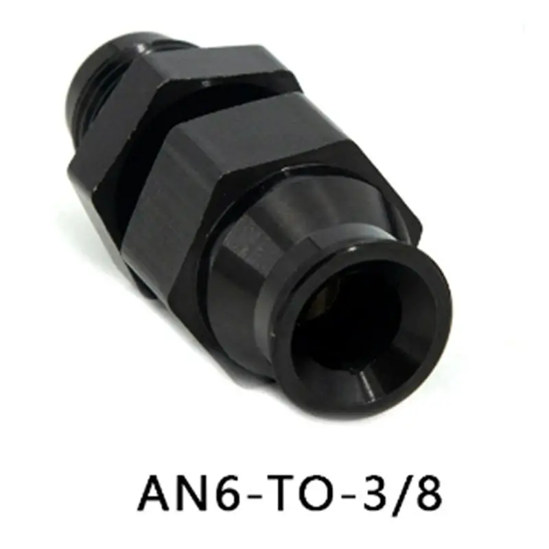 A19Q-Black Anodized Aluminum Straight AN6 Male To AN6 Male To 3/8Inch Tube Hose Fitting Adapter