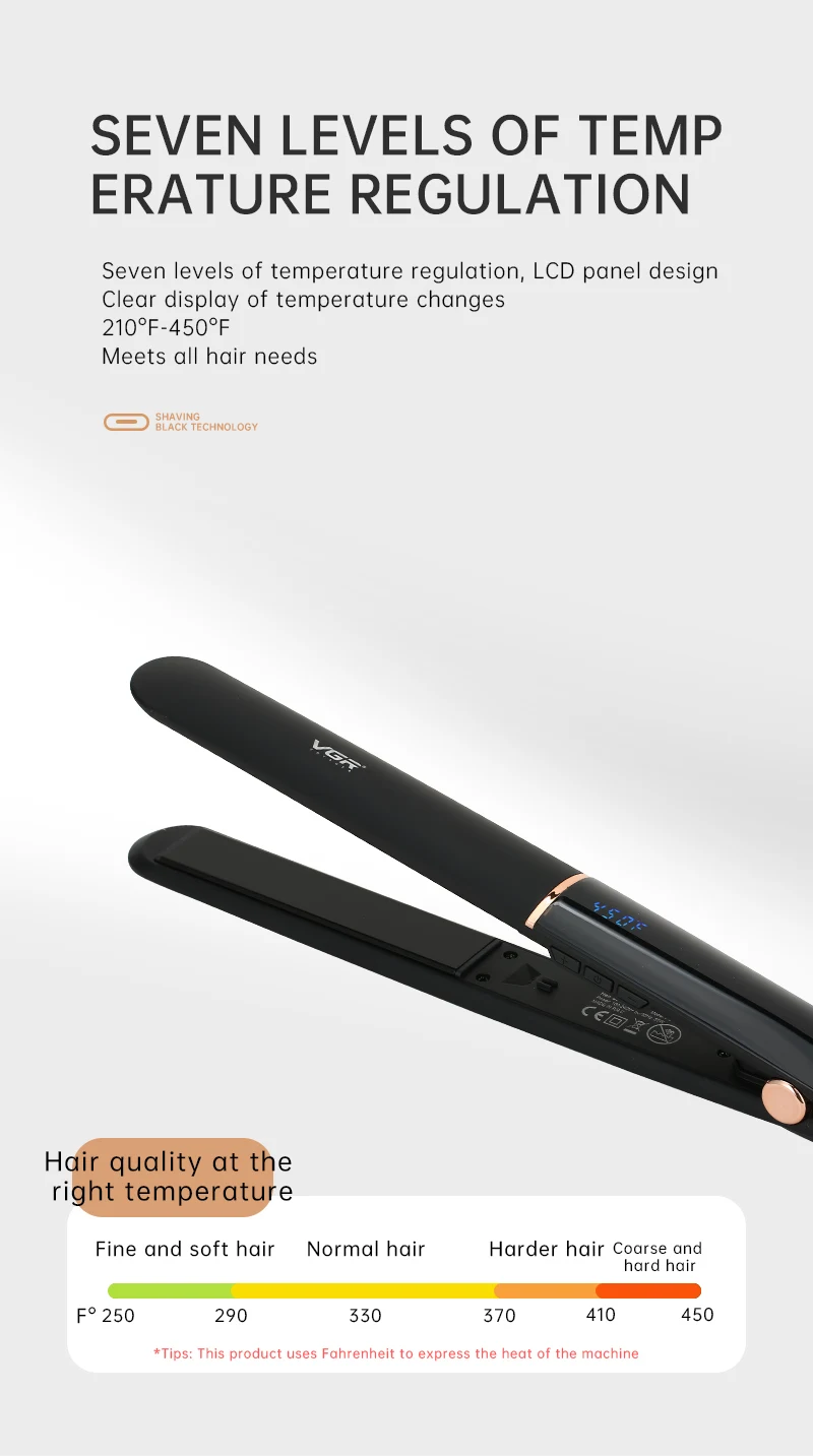 VGR Elektrische Haarbürsten Keramik Lockenstab Schwarz Trockner und Glättbürste Haarstylingbürste 45