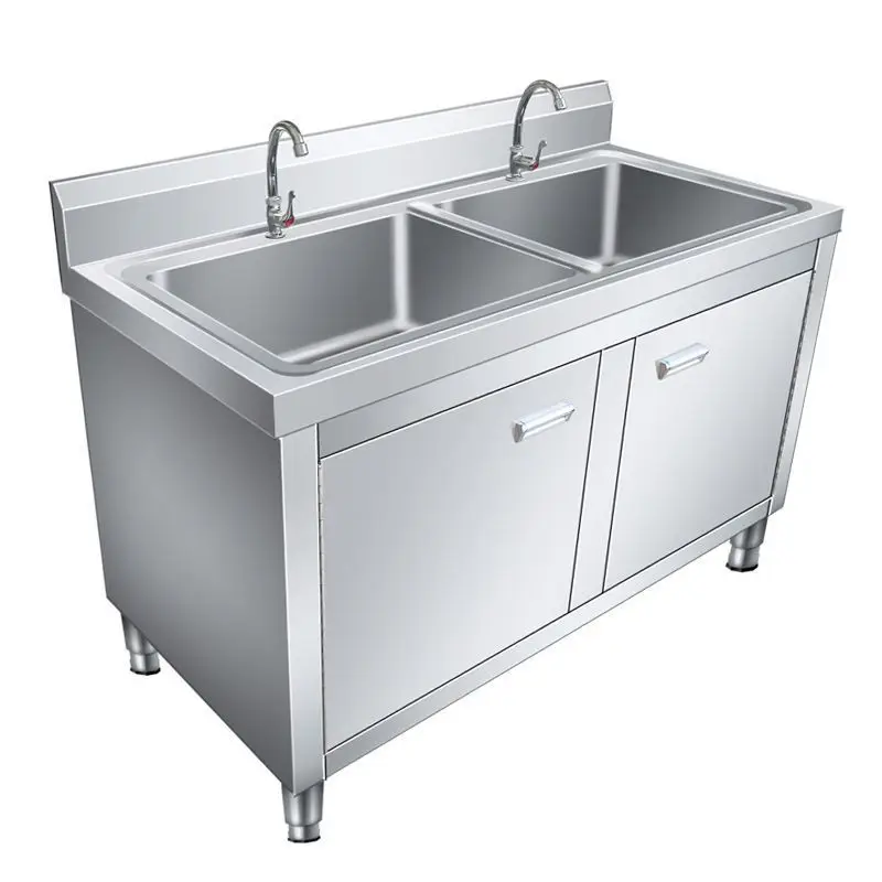 

YJQ commercial stainless steel sink and sink cabinet, thickened kitchen cabinet integrated vegetable and dishwashing sink