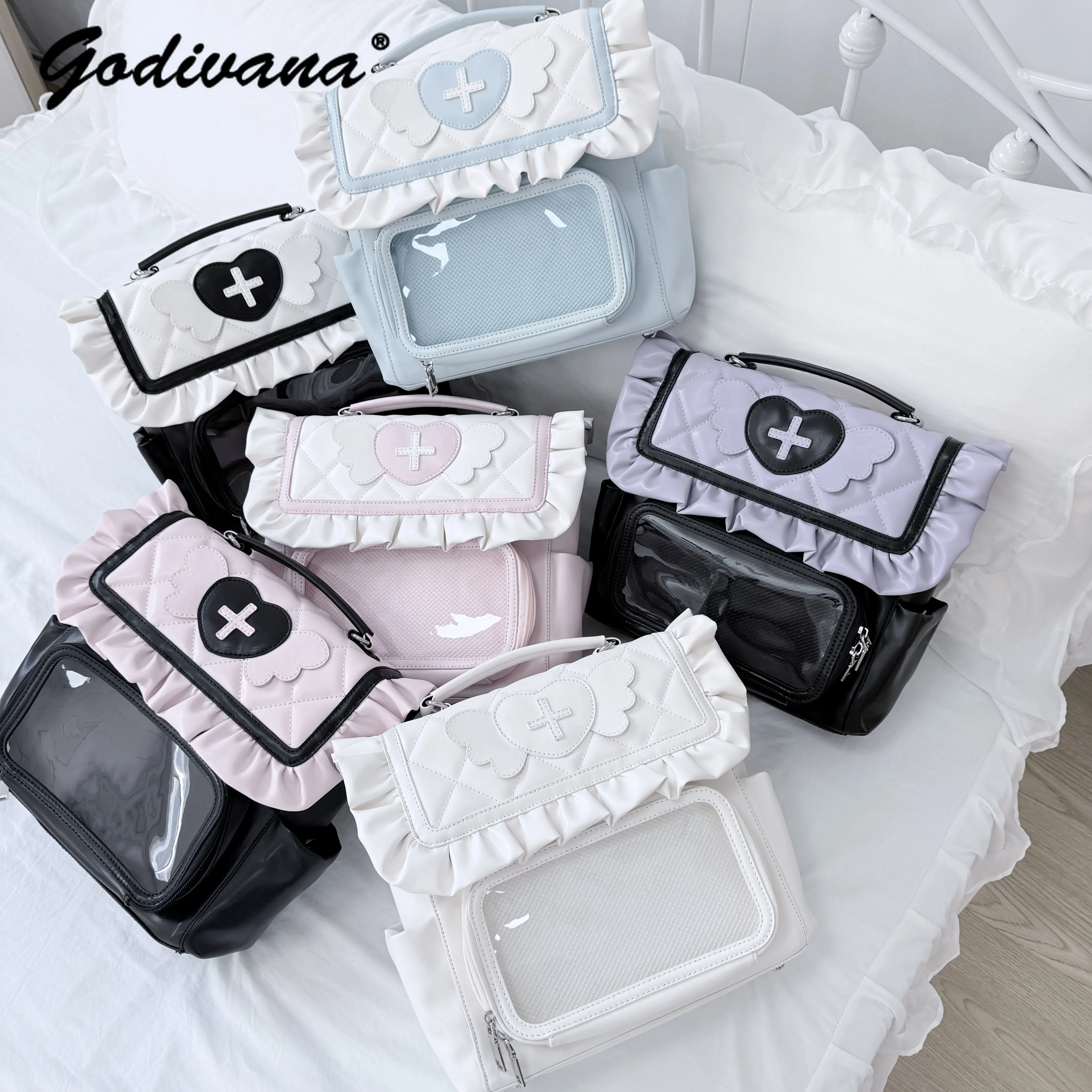 Original Angel Medical Bag Aqua Series Black Pink Itabag Students Backpack Subculture Black Purple Shoulder Bags