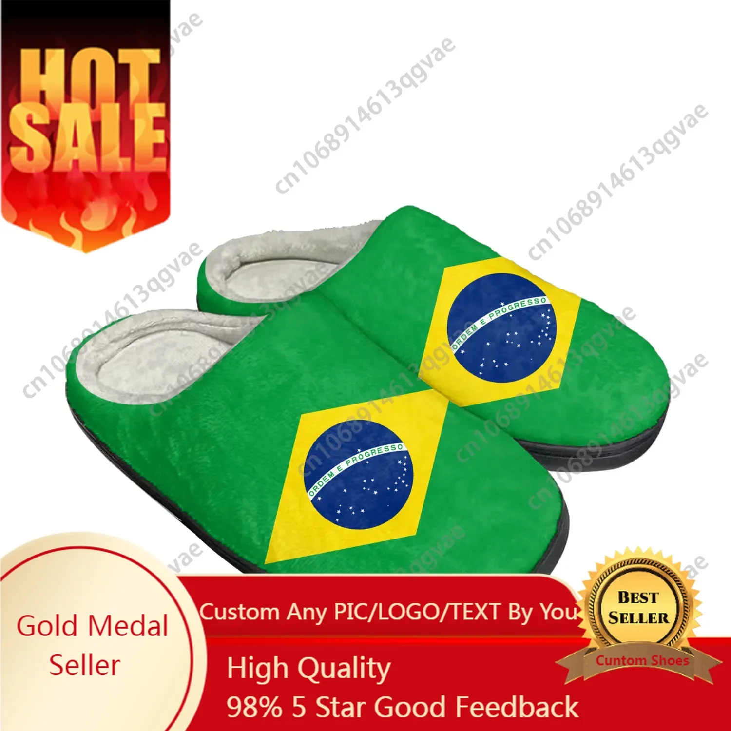 

Brazilian Flag Home Cotton Custom Slippers Mens Womens Sandals Brazil Prode Plush Bedroom Casual Keep Warm Shoes Thermal Slipper