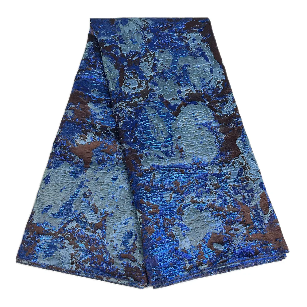 Nigeria Latest 2025 Brocade Lace Fabric Hot Sale 5 Yards For Sewing Women Wedding Dresses Jacquard Brocade Gilding Lace Fabric