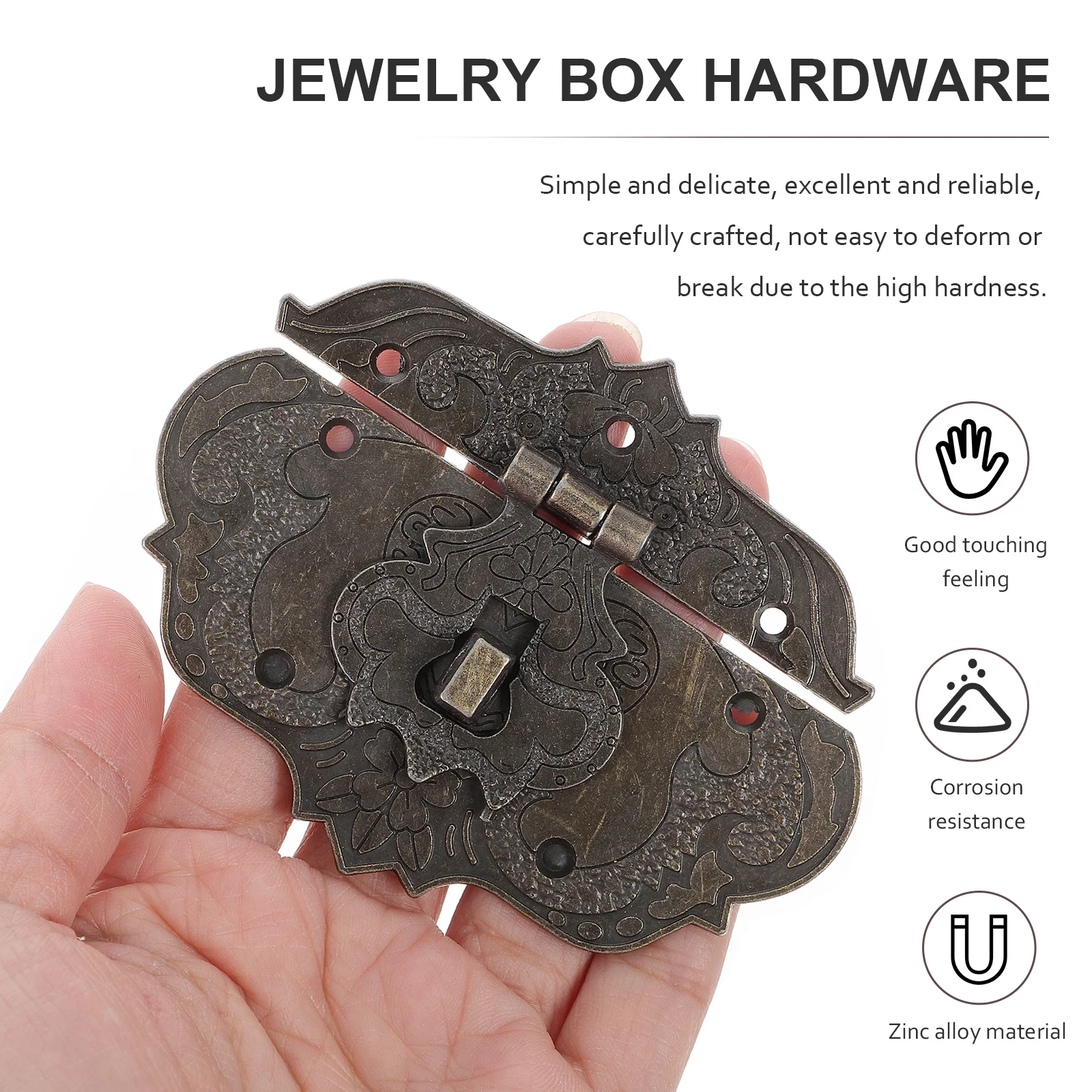 

4Pcs Hasp Latch Brass Zinc Alloy Durable Retro Decorative Buckles Replacement for Jewelry Wooden Boxes Gift Wine Cases