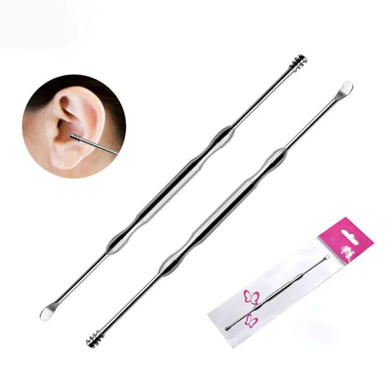 Đồng Hồ Nam Dây Thép Không Gỉ Xoắn Ốc Tai Chọn Hai Kết Thúc Xoay 360 Độ Tai Muỗng Xúc Ráy Tai Loại Bỏ Bụi Tai Dụng Cụ Vệ Sinh Làm Sạch
