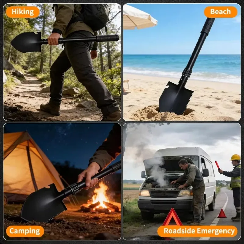 1-4PCS Folding Shovel Multifunction Camping Tool Portable Garden Shovel with Carry Bag for Hiking Camping Travel Outdoor